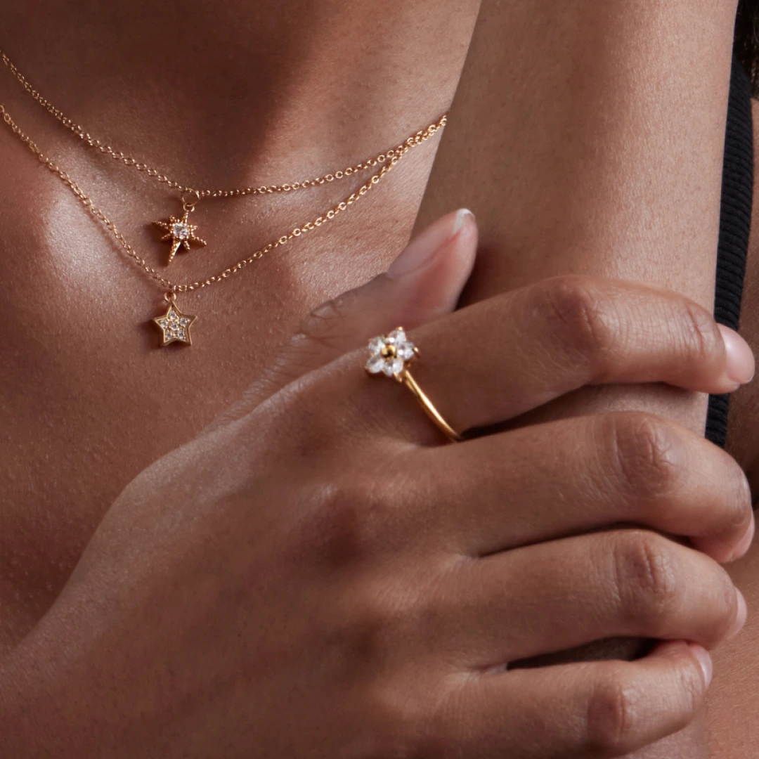 Adjustable Cubic Zirconia Flower Ring