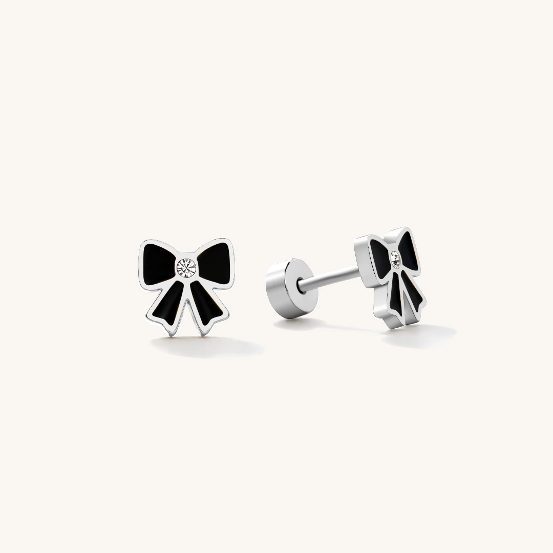 After Dark Bow Flat Back Earrings