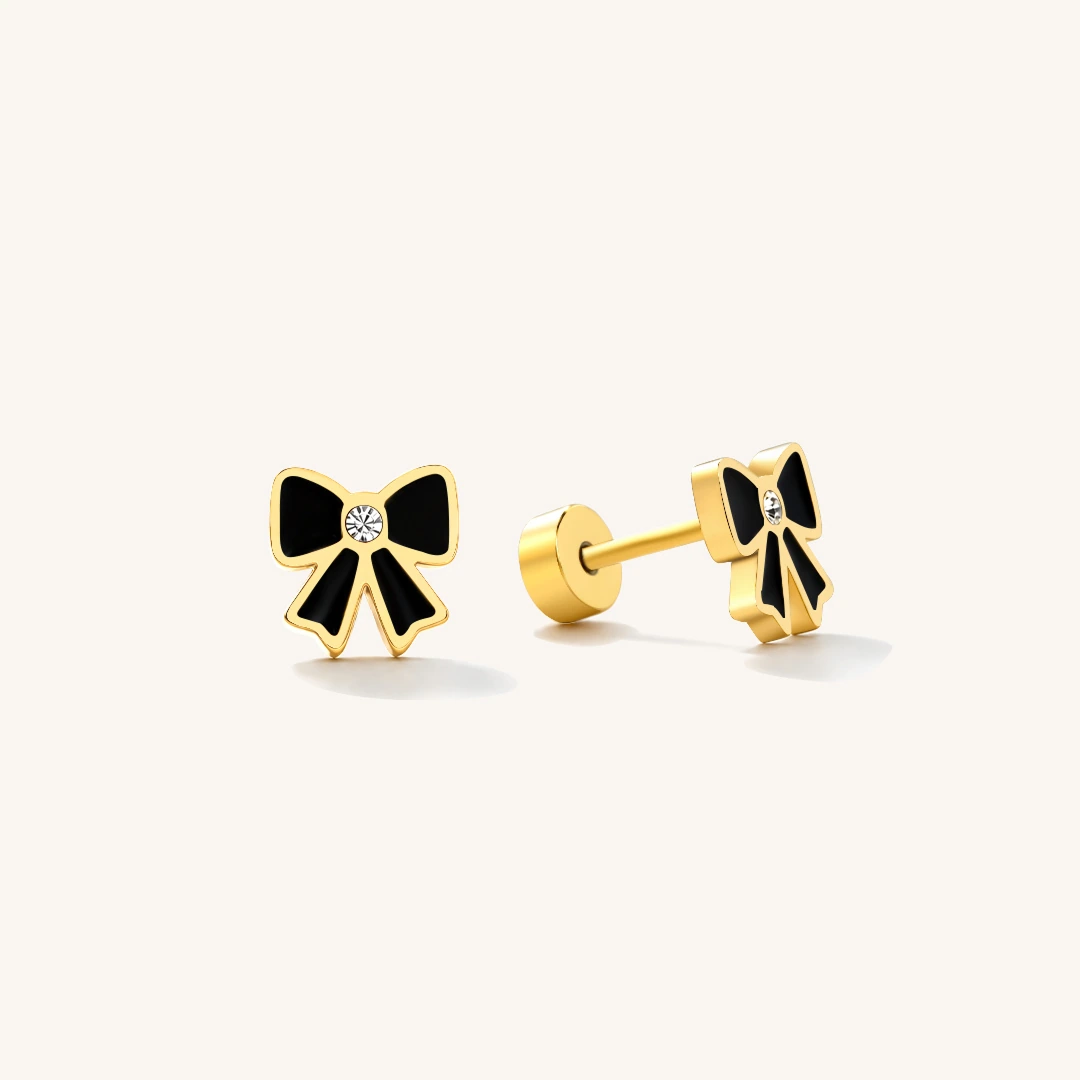 After Dark Bow Flat Back Earrings