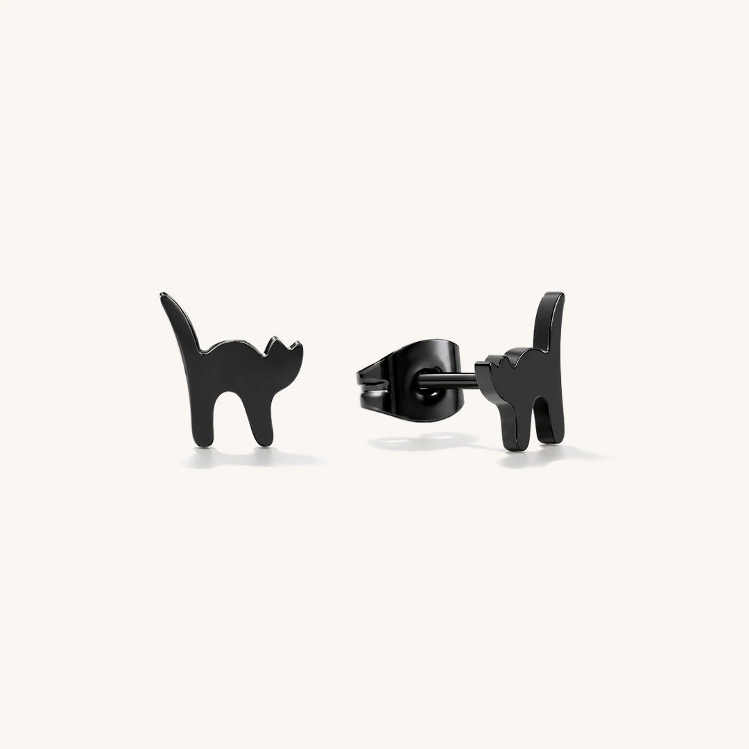 Black Cat Hypoallergenic Earrings