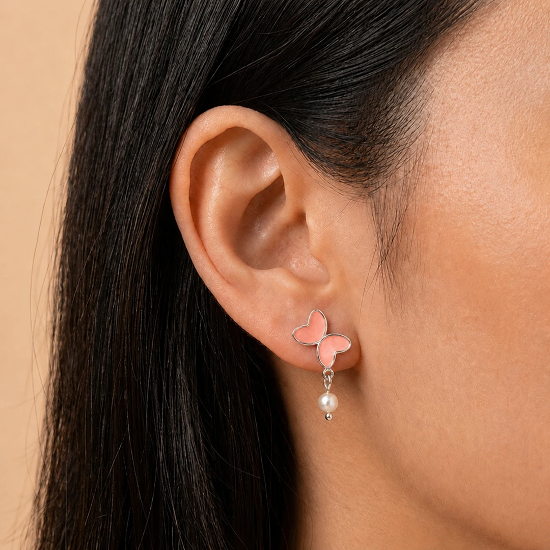 Butterfly Pearl Drop Earrings