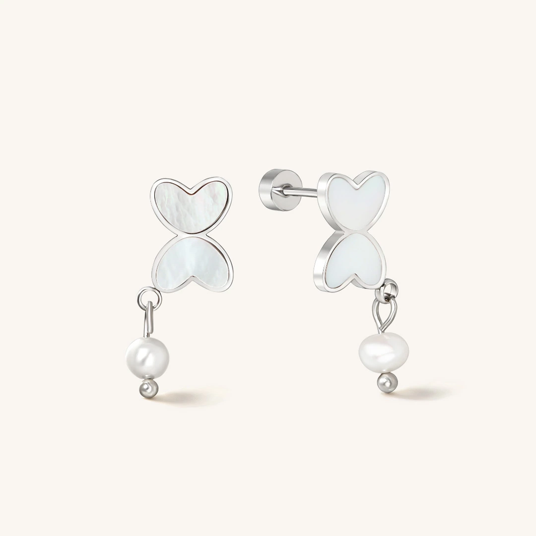 Butterfly Pearl Drop Earrings