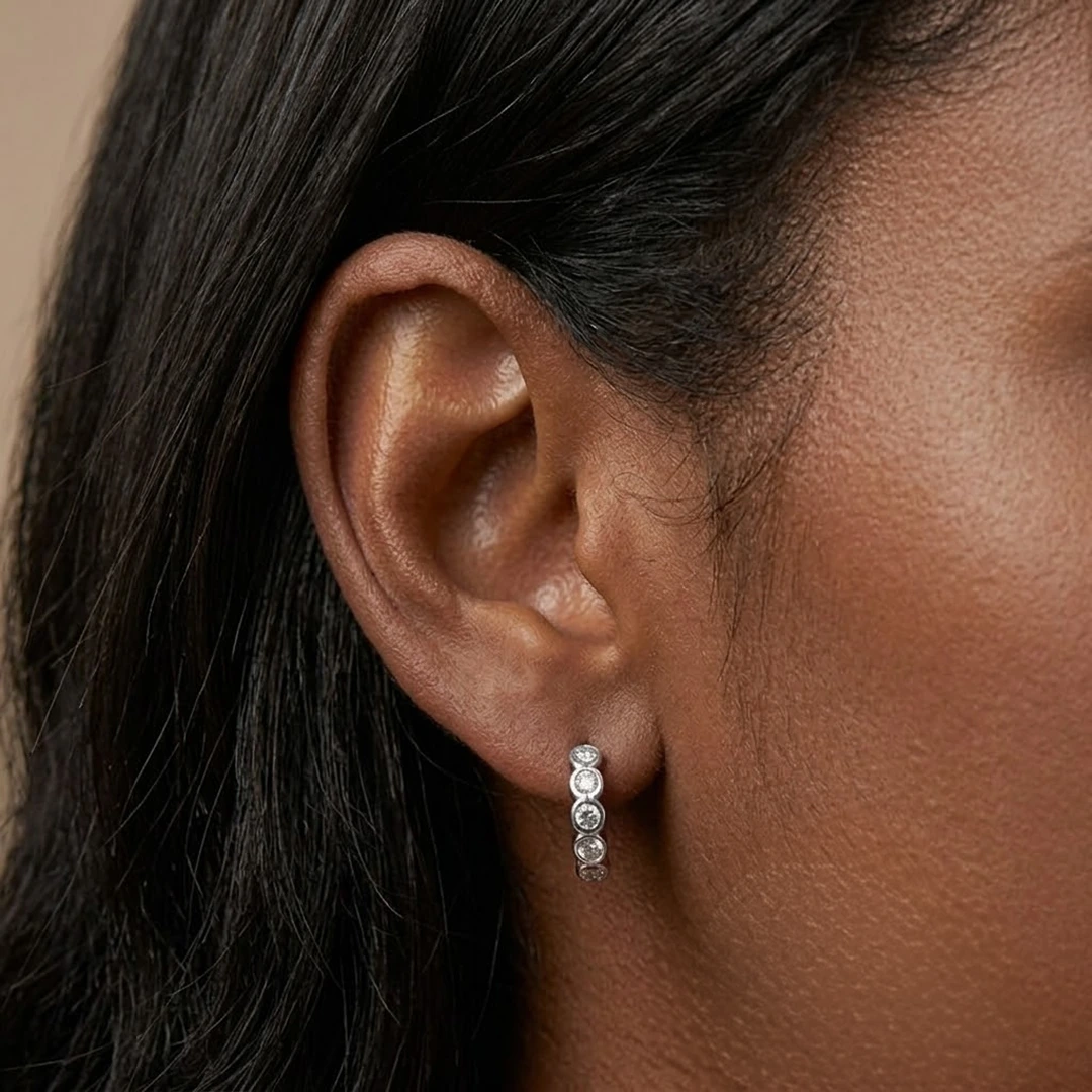 Classic Bezel Huggie Earrings
