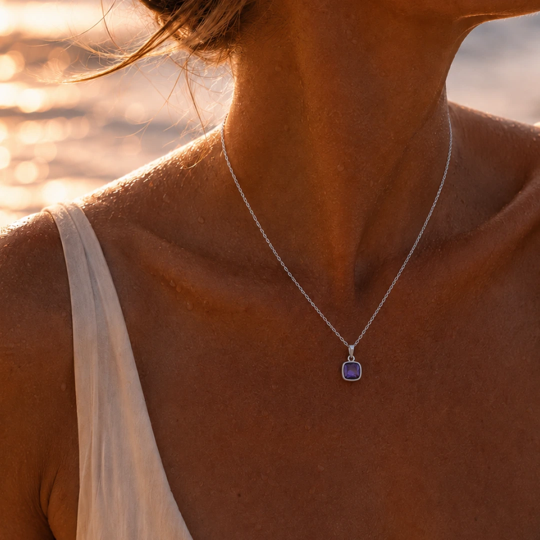 Classic Cushion Stone Necklace
