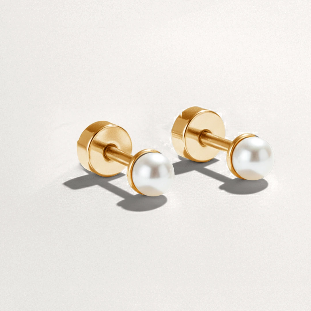 Classic White Pearl Bead Flat Back Earrings