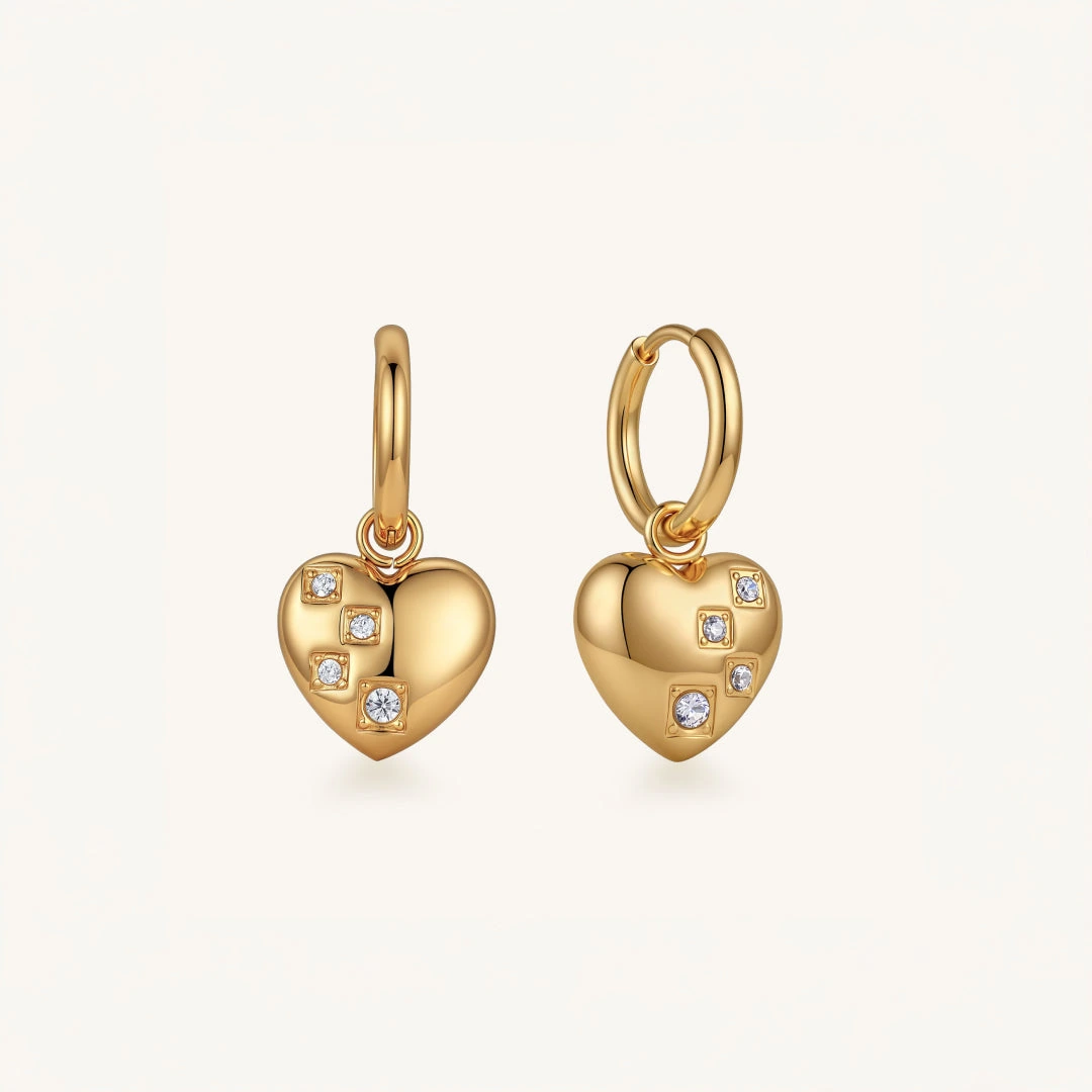 Cleo Chunky Heart Hoops