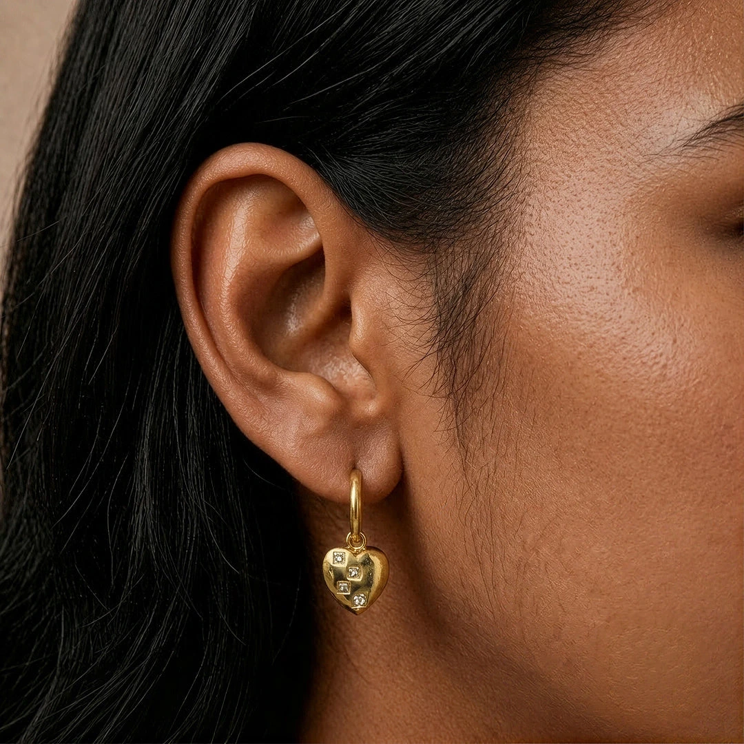 Cleo Chunky Heart Hoops