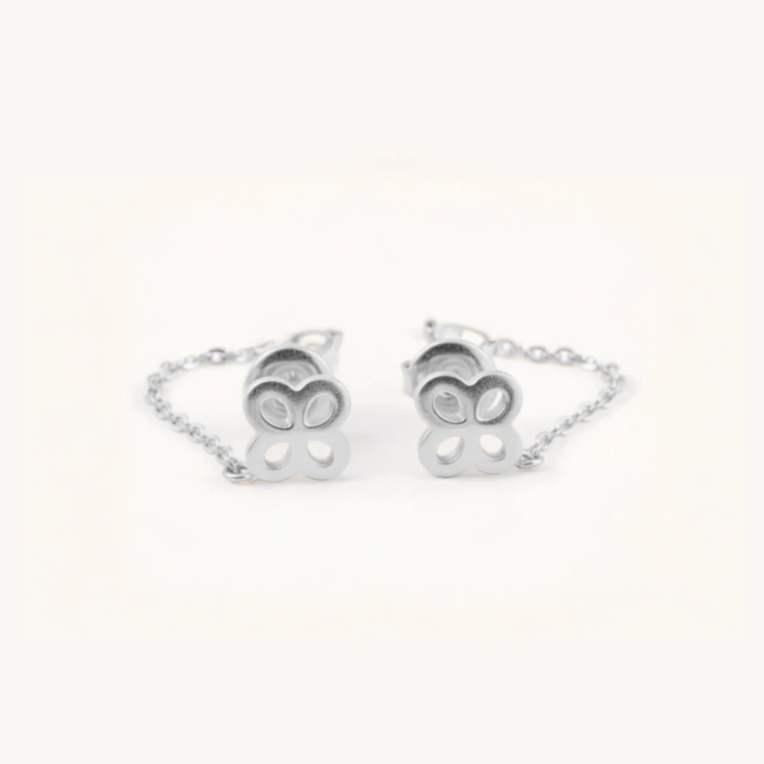 Clover Chain Drop Stud Earrings