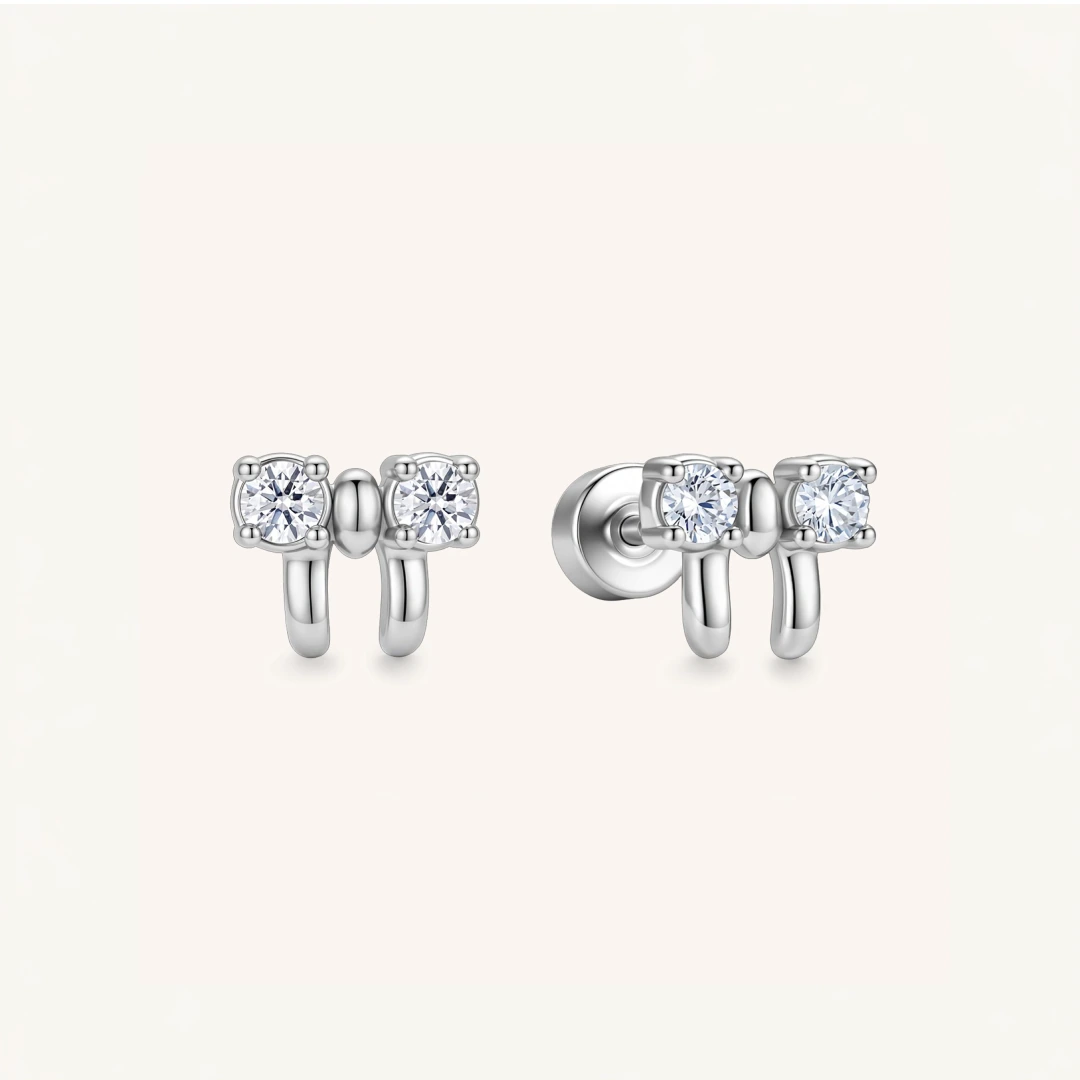 Crystal Bow Flat Back Earrings