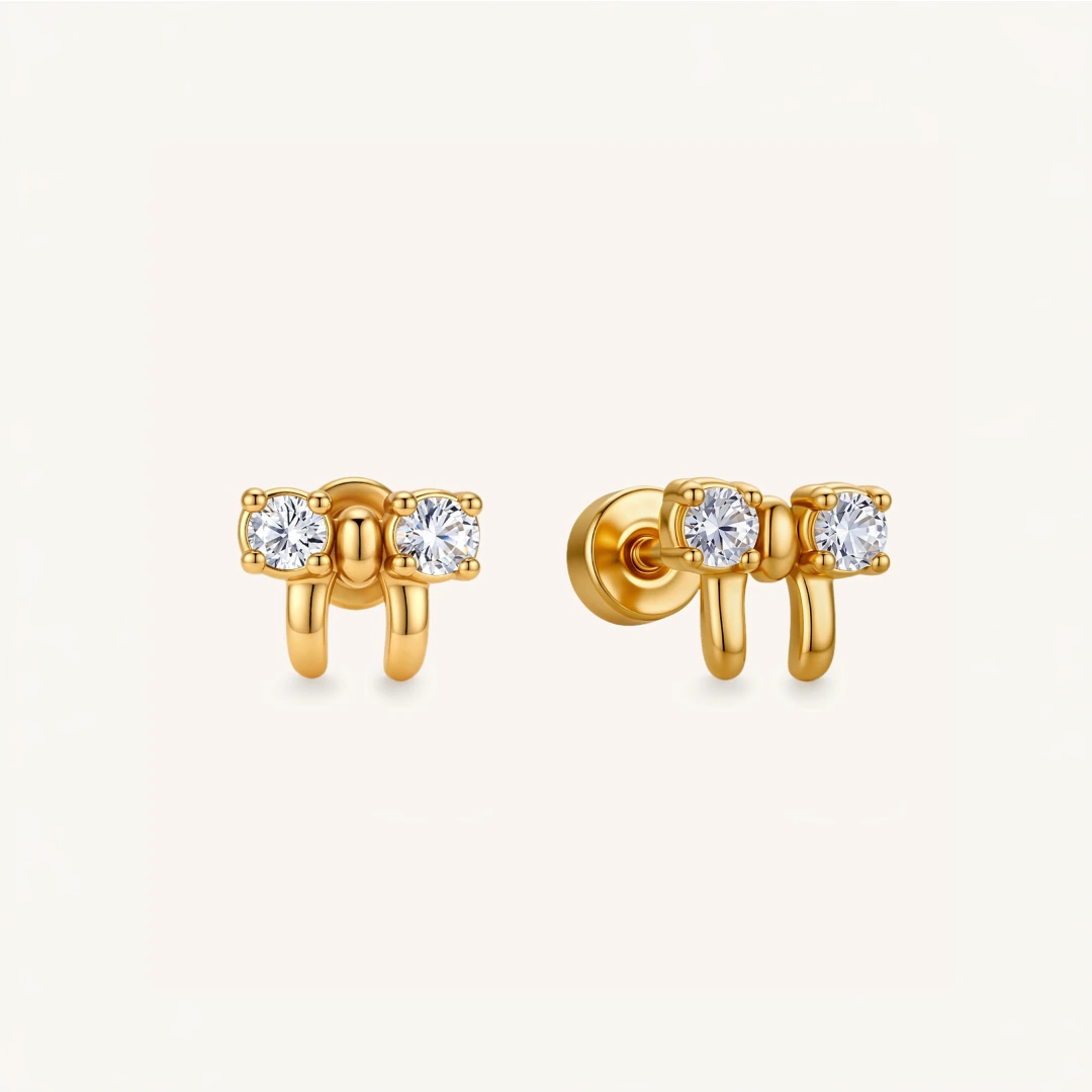 Crystal Bow Flat Back Earrings
