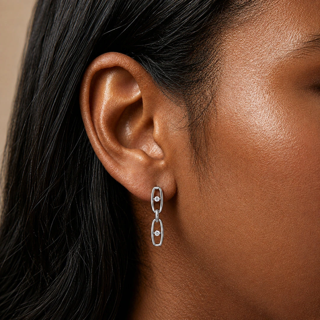 Crystal Link Drop Earrings