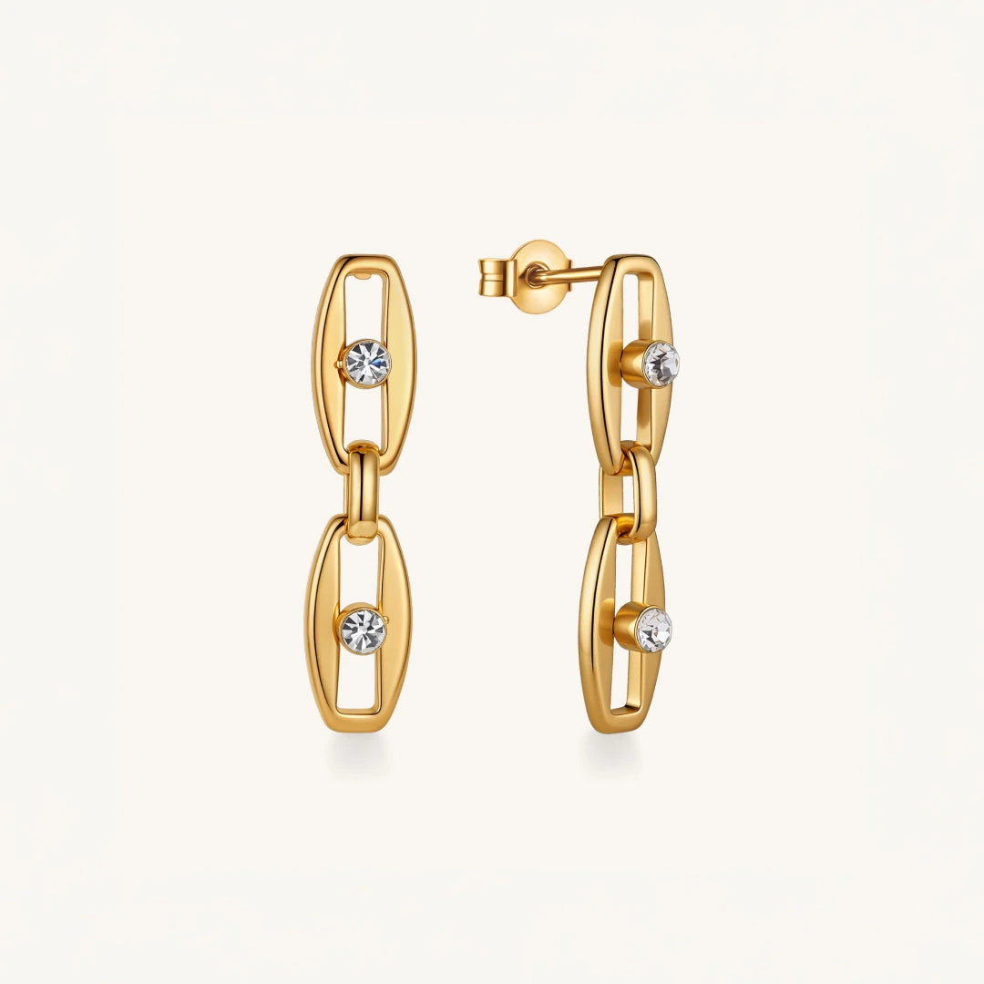 Crystal Link Drop Earrings
