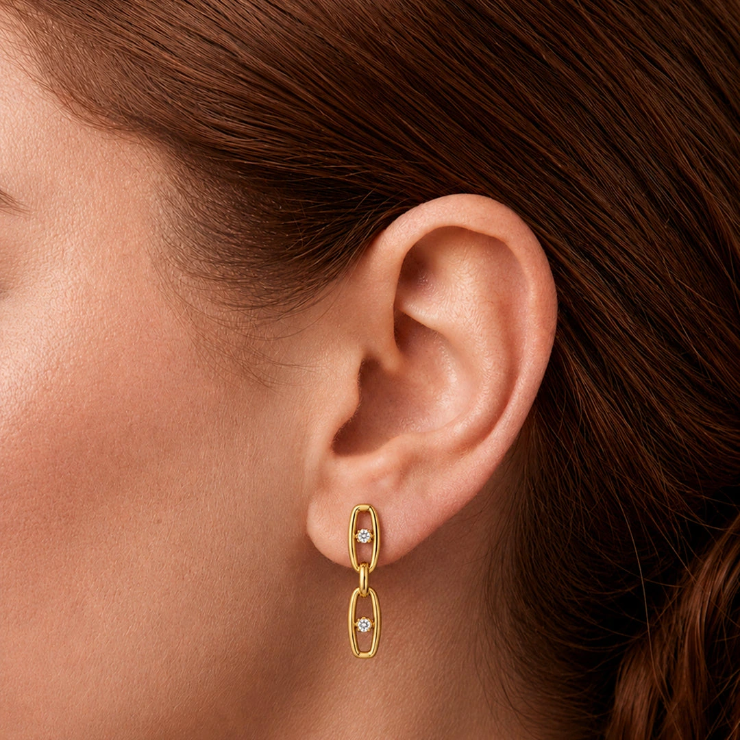 Crystal Link Drop Earrings