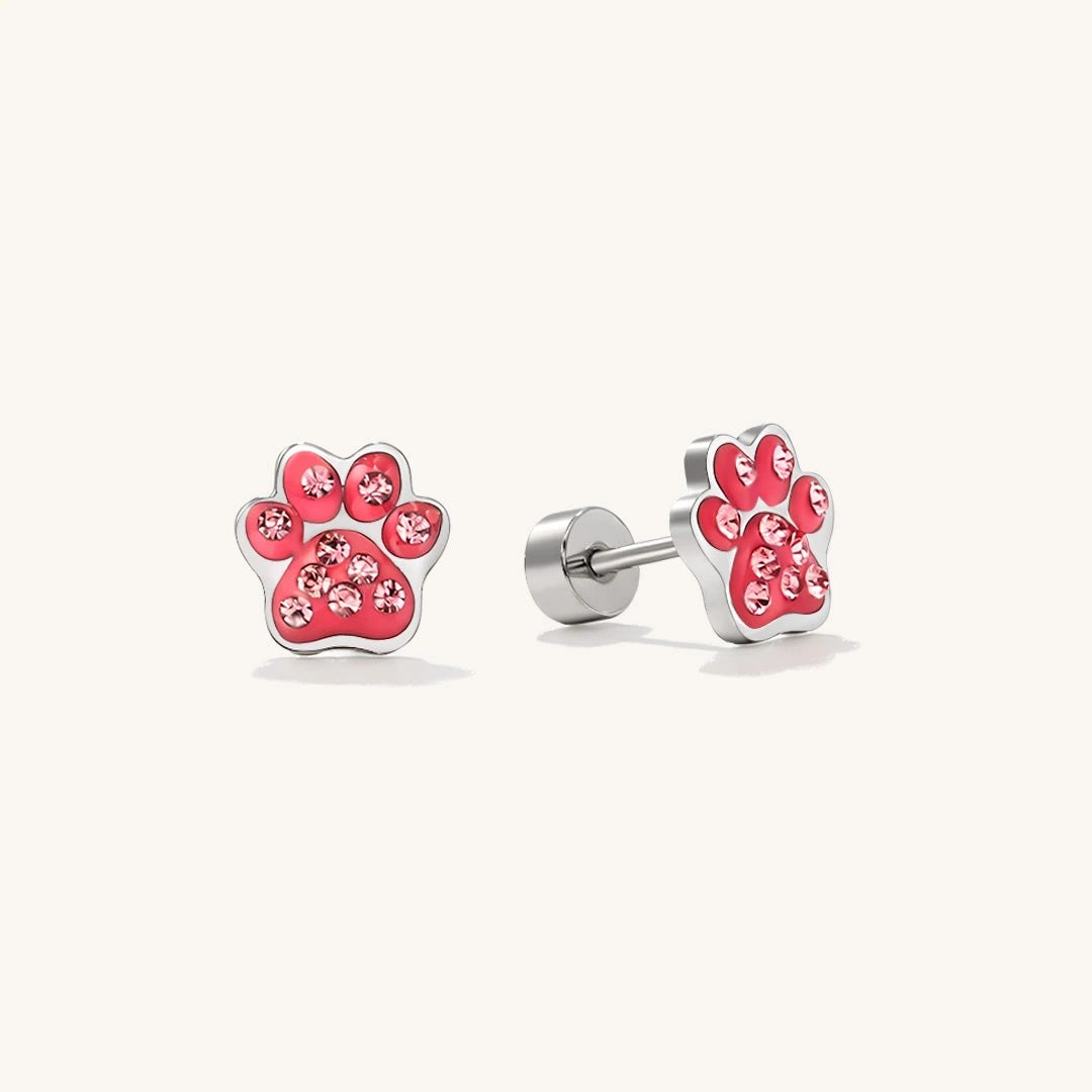 Crystal Paw Flat Back Earrings