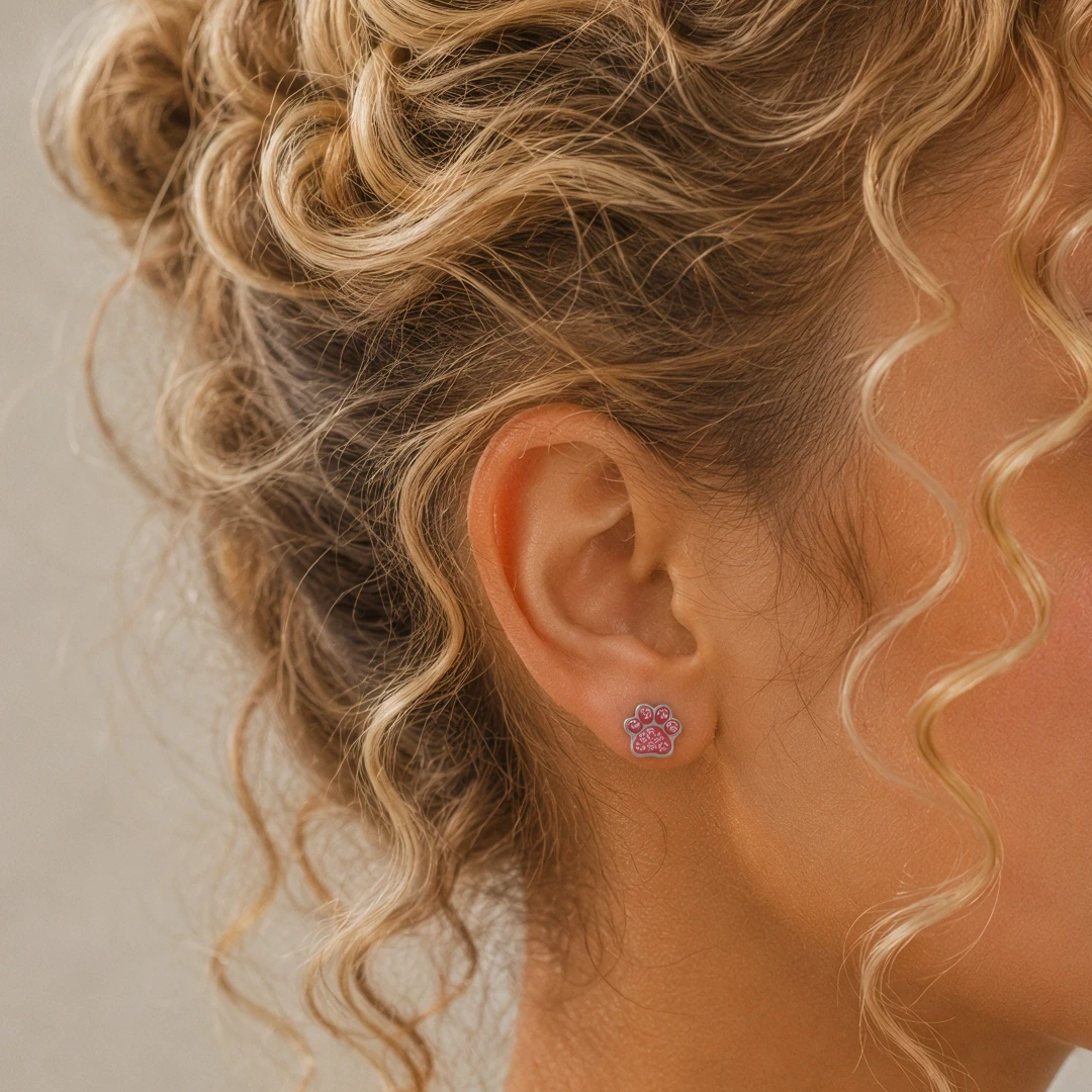 Crystal Paw Flat Back Earrings