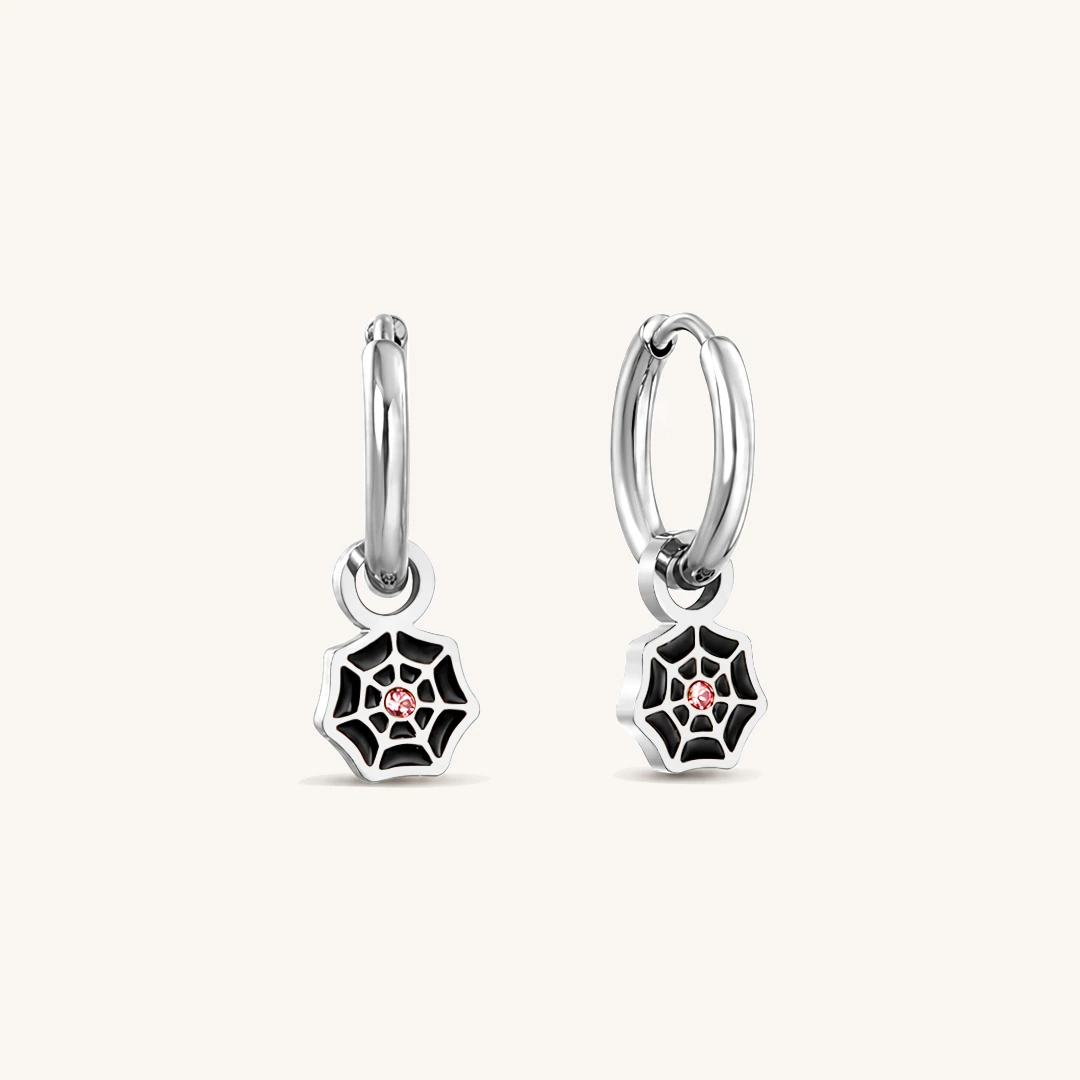 Crystal Spider Web Hoop Earrings
