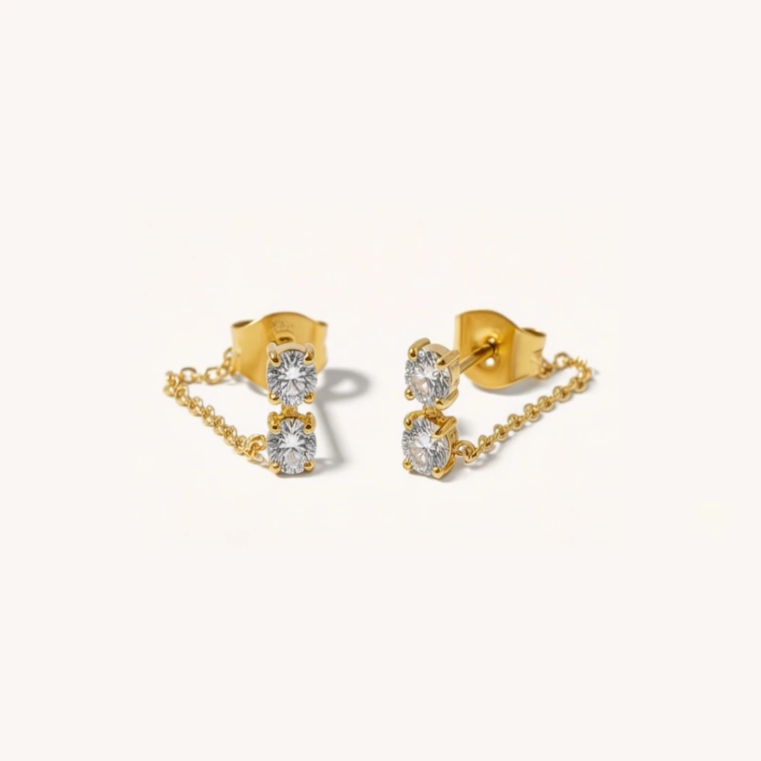Cubic Zirconia Cluster Chain Drop Earrings