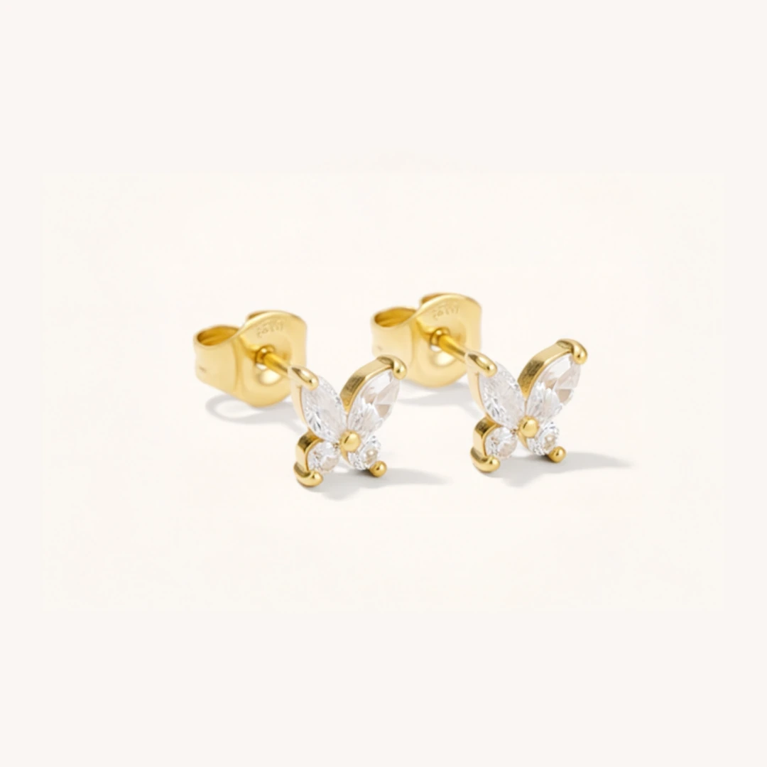 Cubic Zirconia Marquise Butterfly Stud Earrings