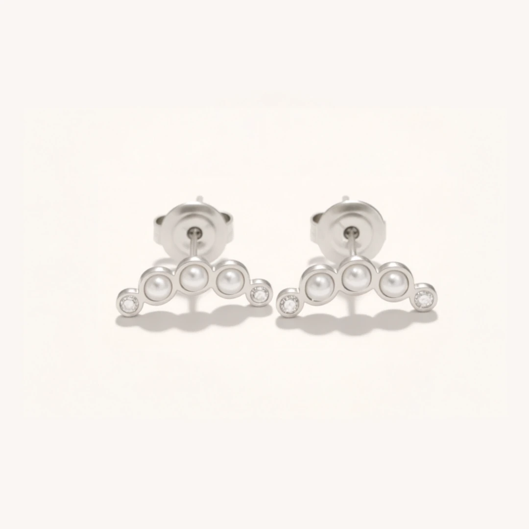 Curved Pearl Ear Climber Earrings