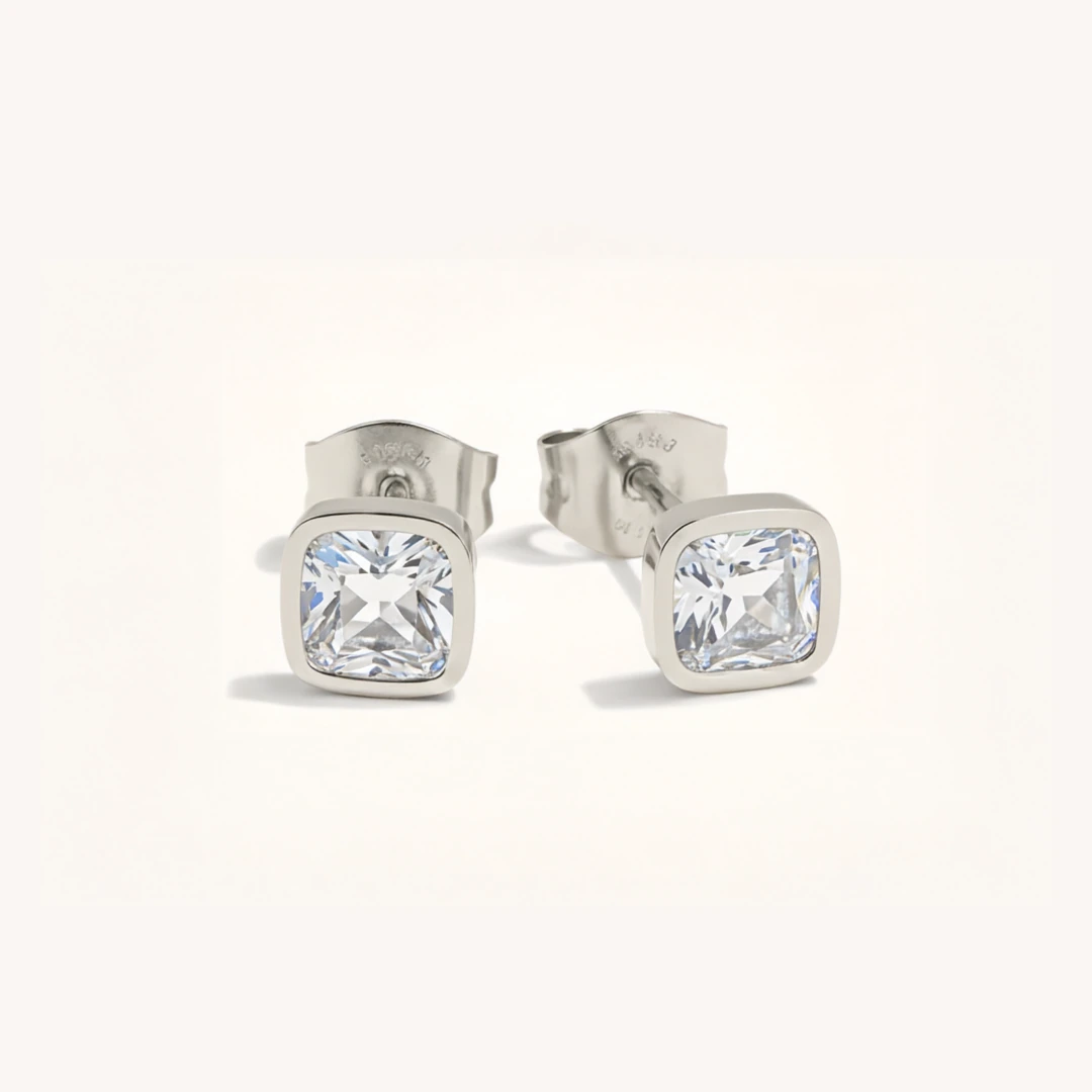 Cushion Birthstone Stud Earrings
