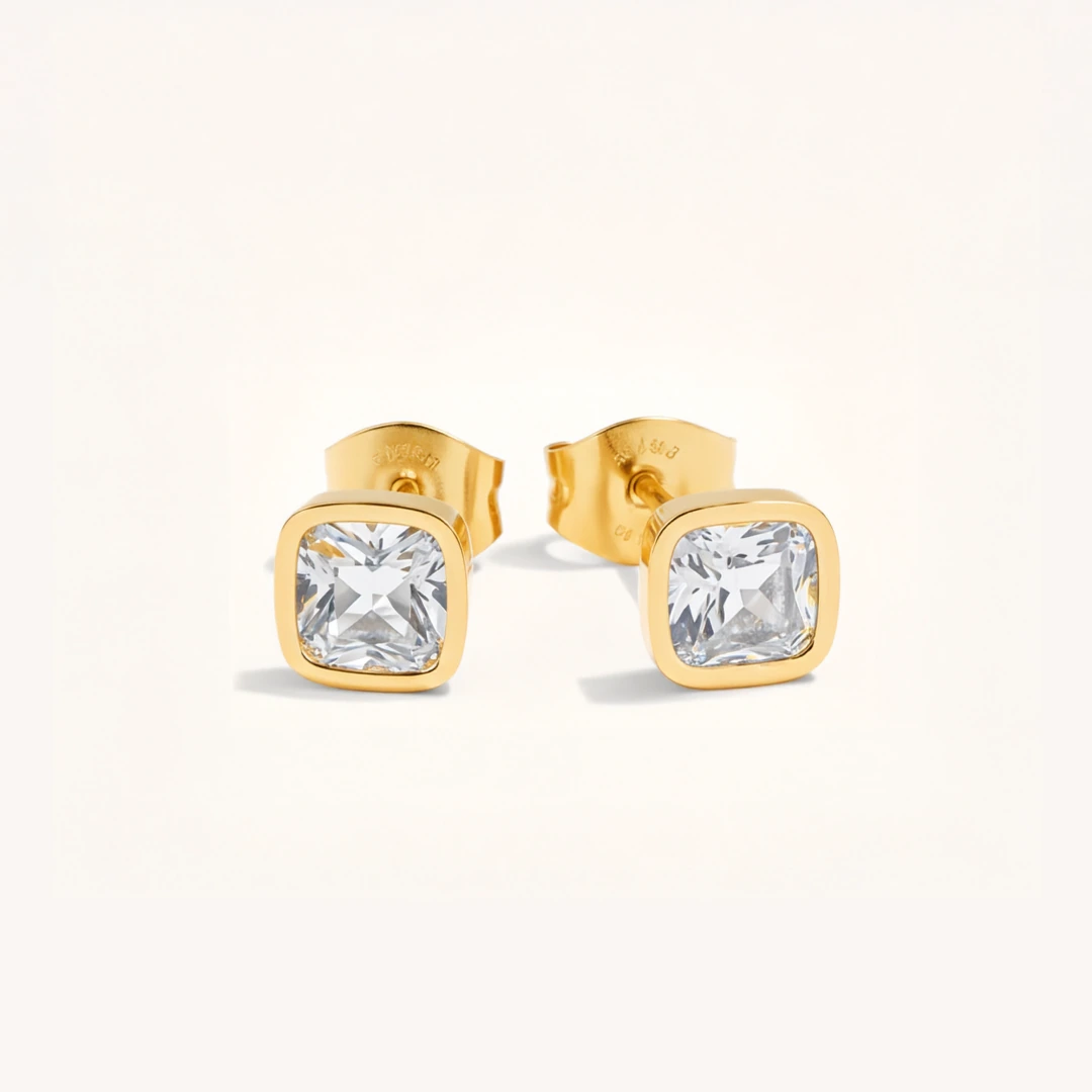 Cushion Birthstone Stud Earrings