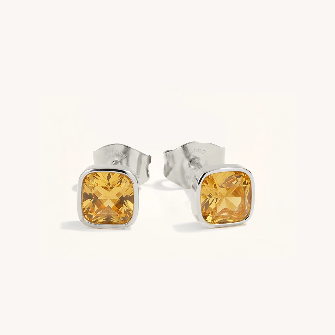 Cushion Birthstone Stud Earrings