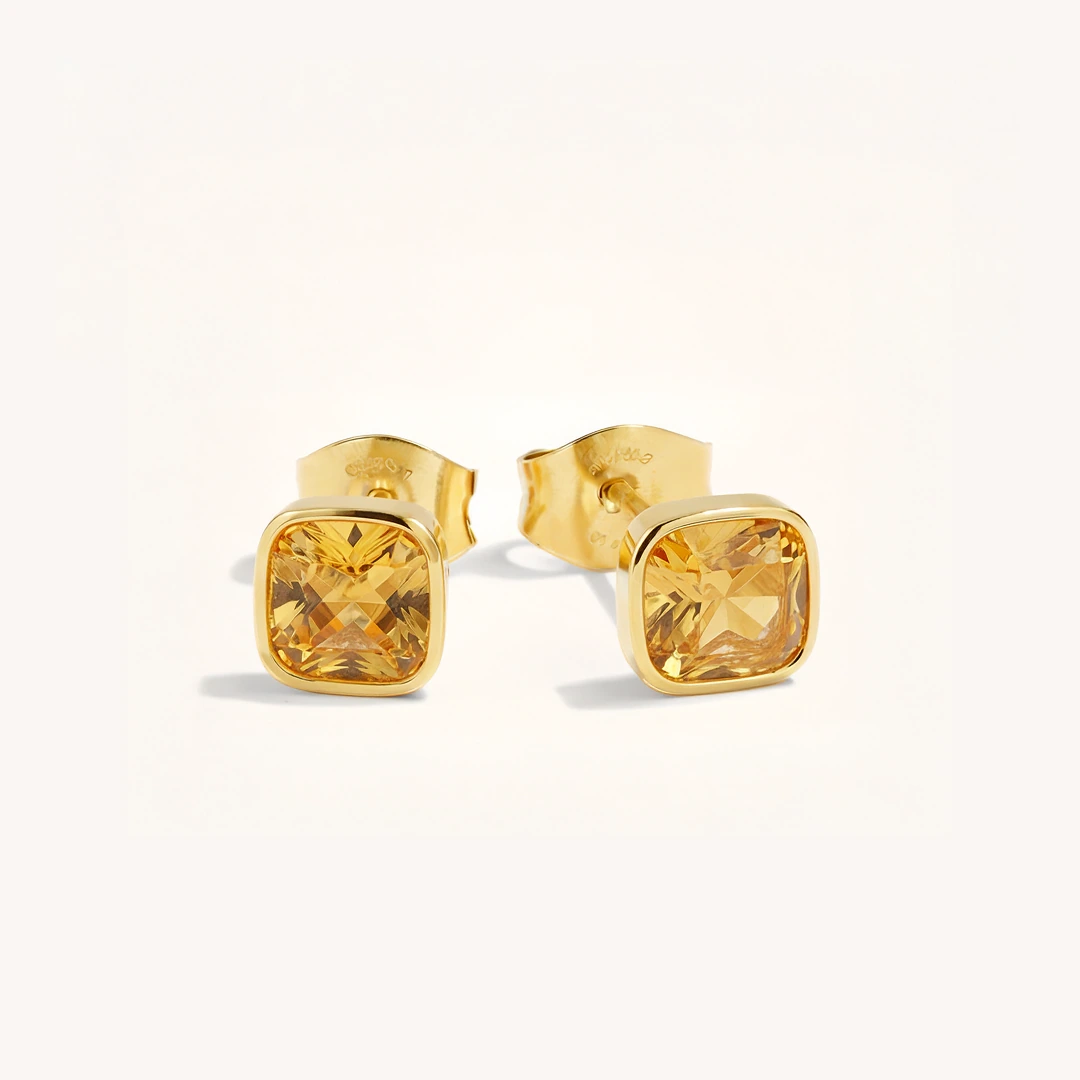 Cushion Birthstone Stud Earrings