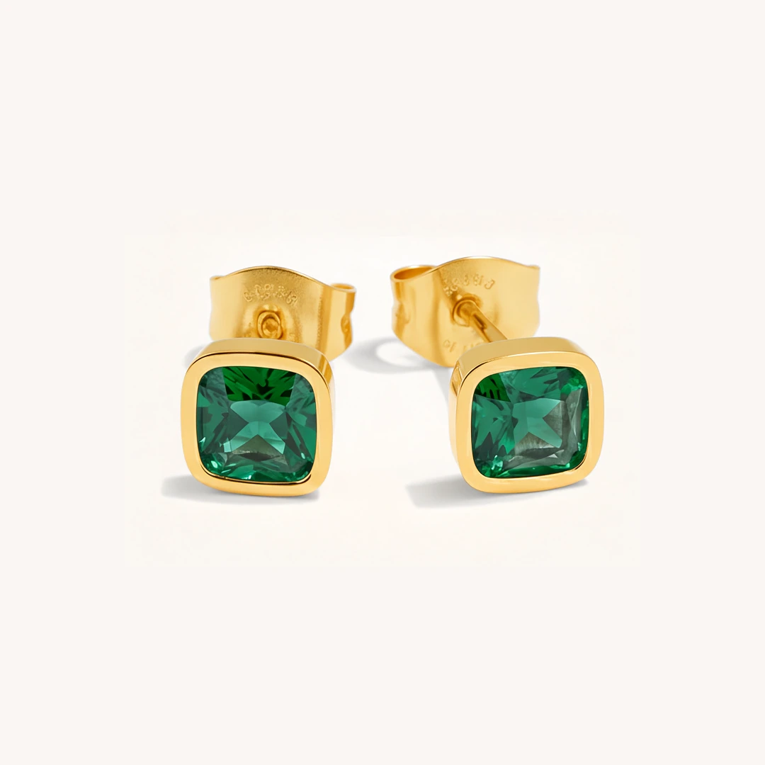 Cushion Birthstone Stud Earrings