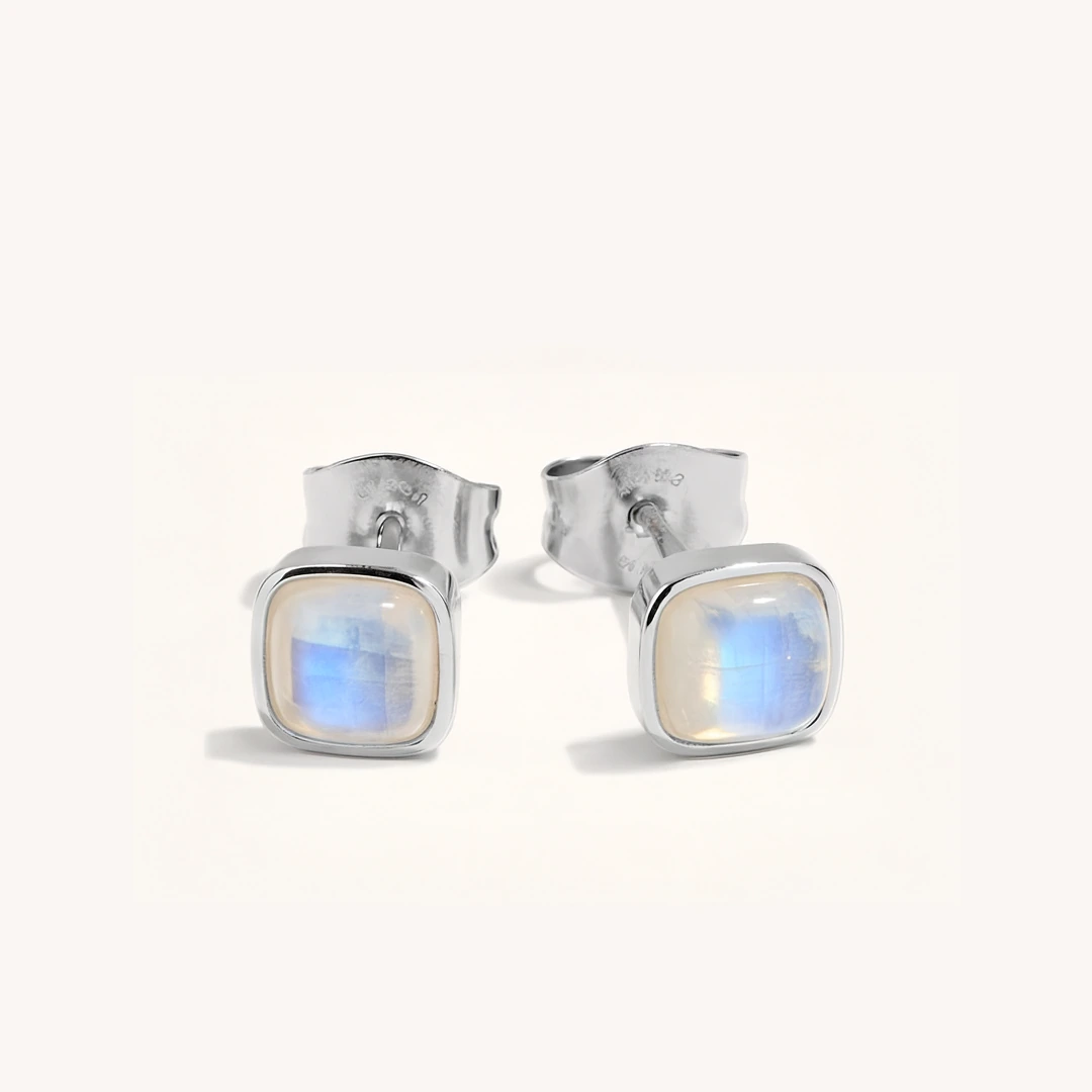 Cushion Birthstone Stud Earrings
