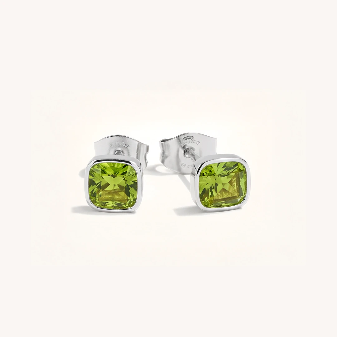 Cushion Birthstone Stud Earrings