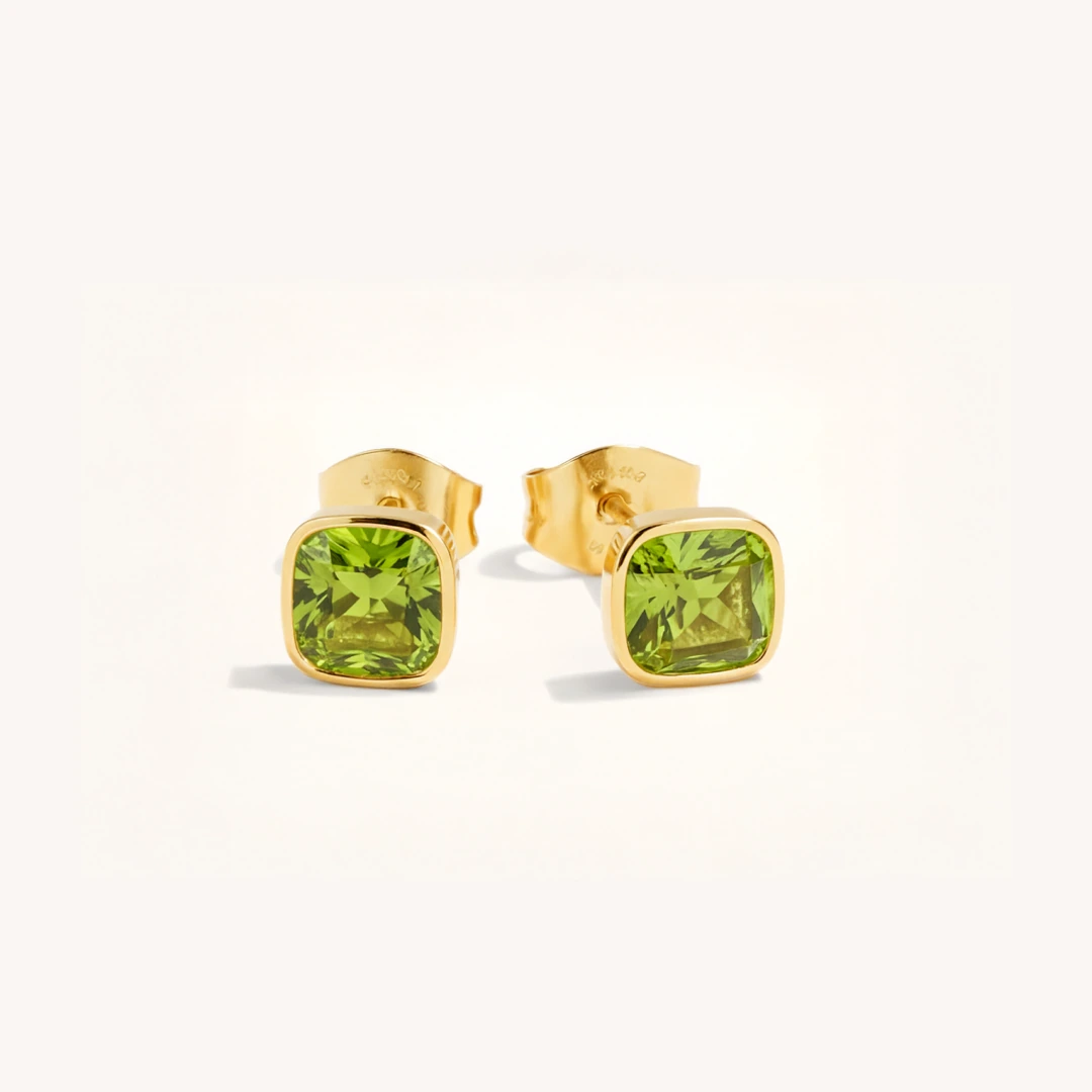Cushion Birthstone Stud Earrings