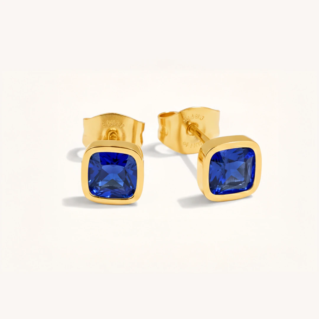 Cushion Birthstone Stud Earrings