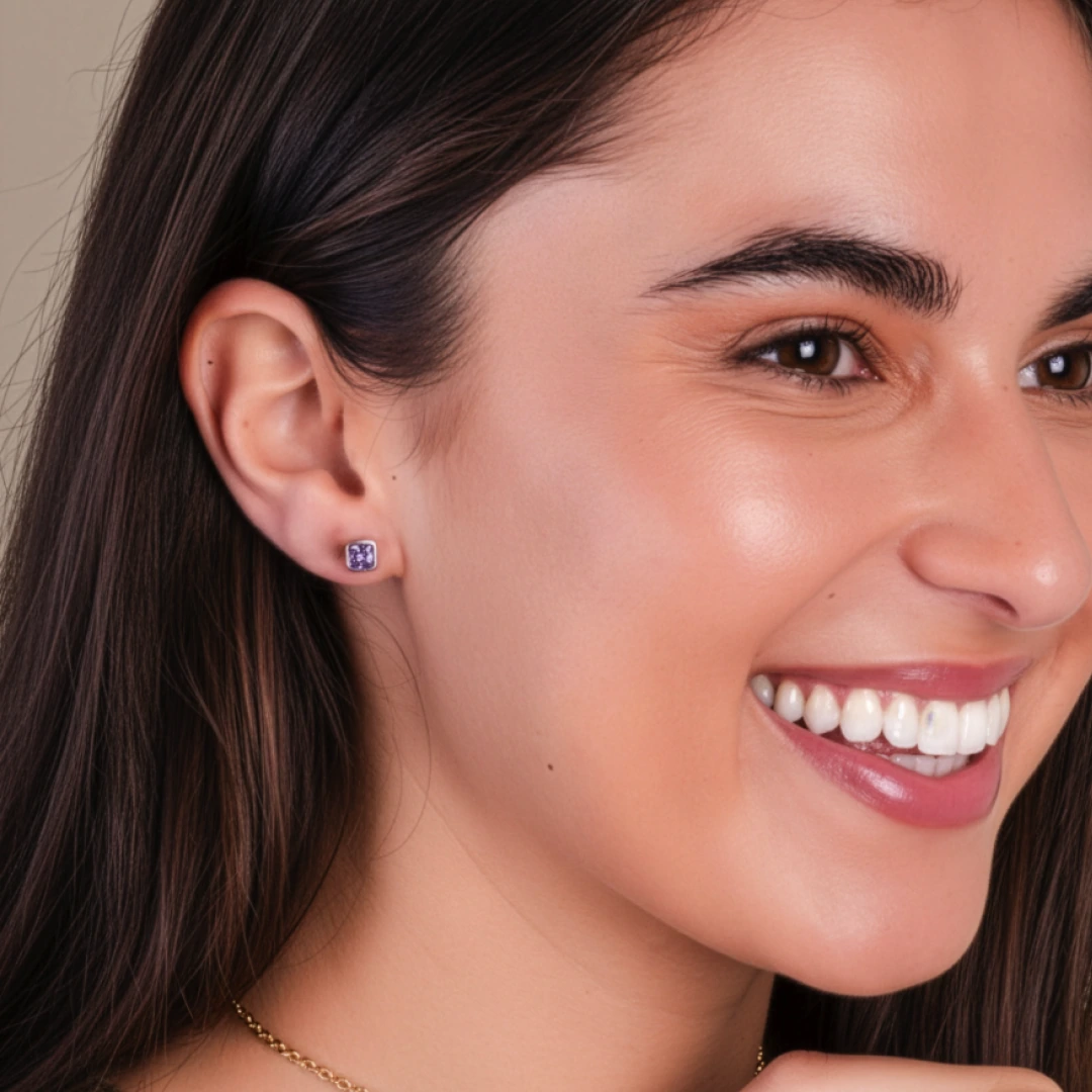 Cushion Birthstone Stud Earrings