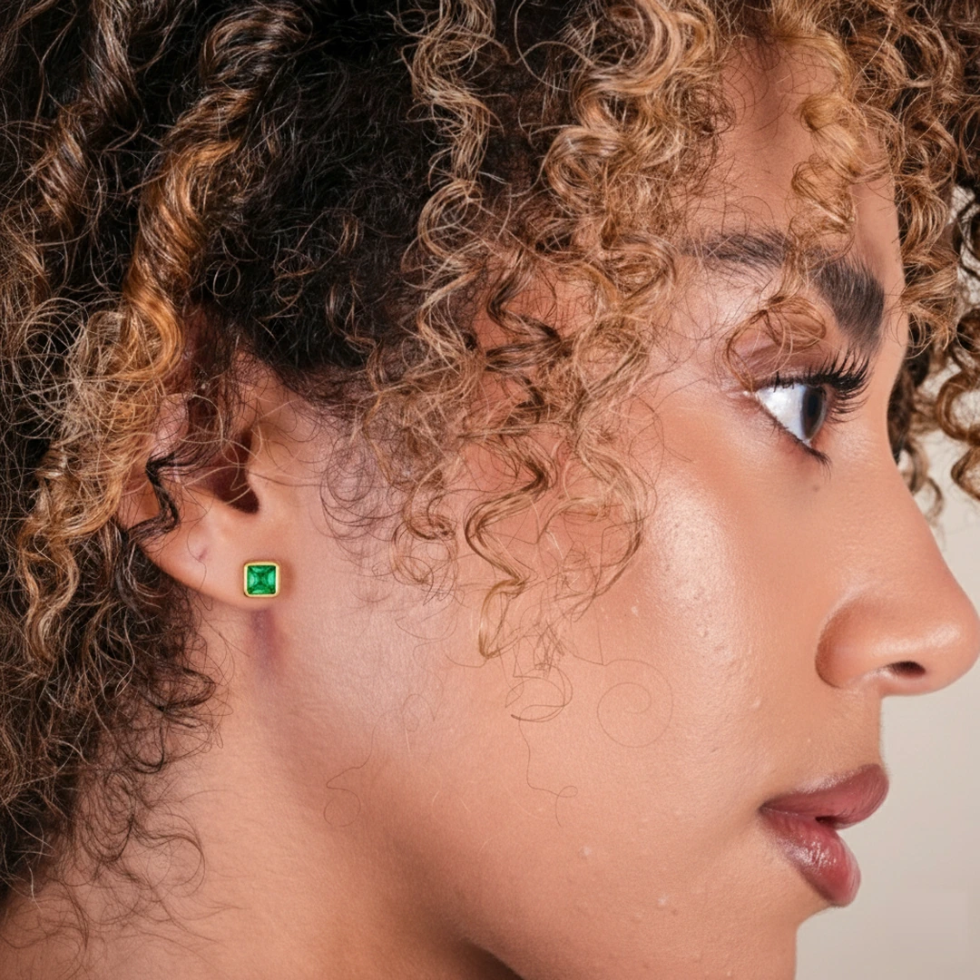 Cushion Birthstone Stud Earrings
