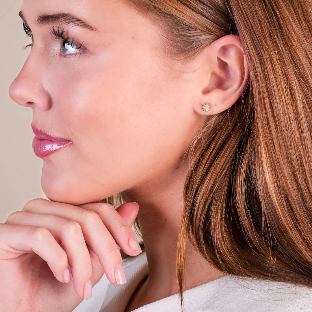 Dainty Daisy Cubic Zirconia Stud Earrings