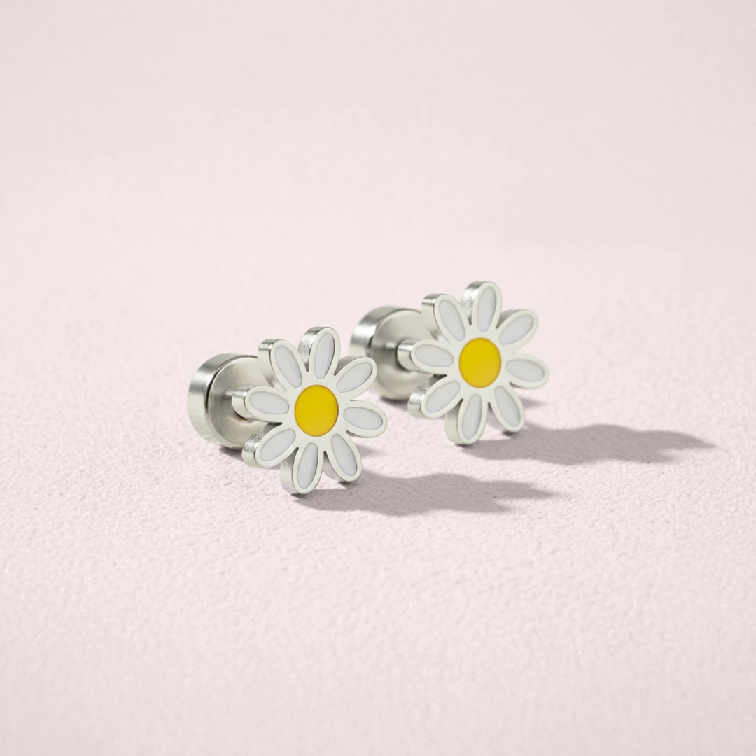 Kids Daisy Flat Back Earrings