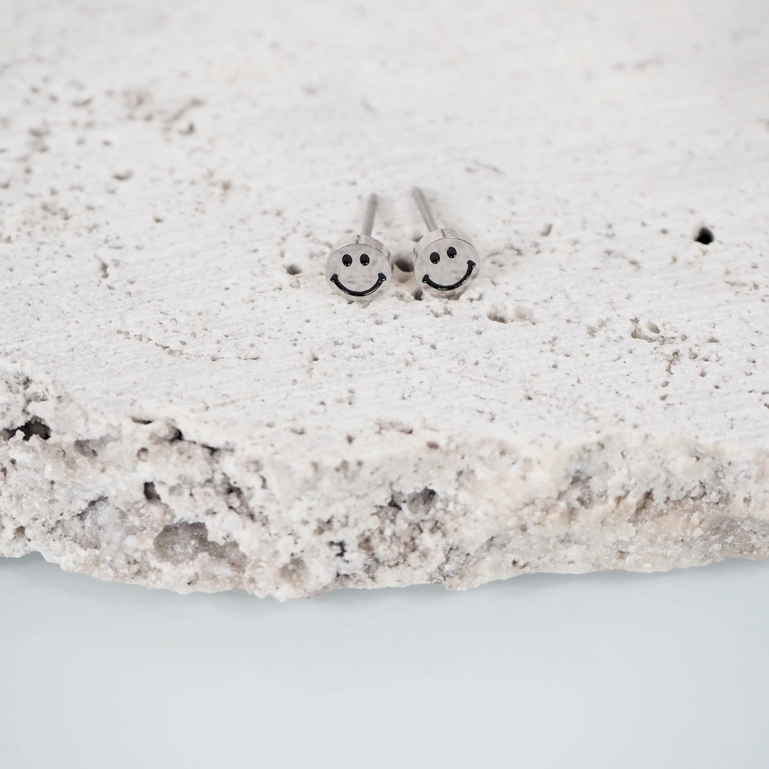 Kids Smiley Face Hypoallergenic Stud Earrings