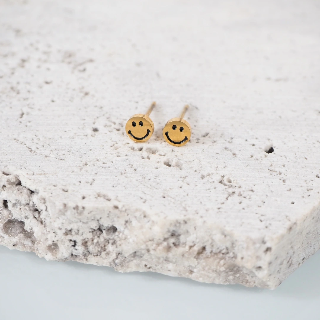 Kids Smiley Face Hypoallergenic Stud Earrings