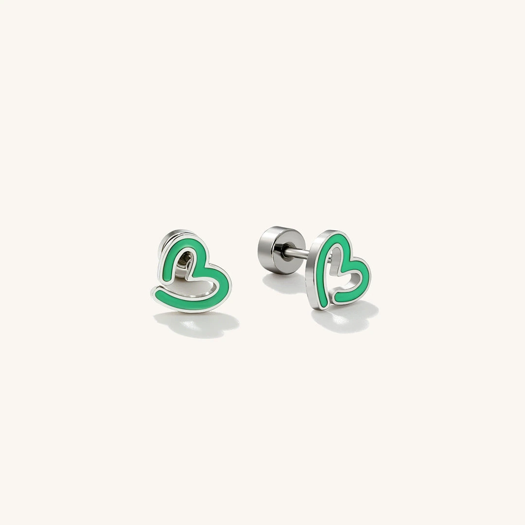 Lime Heart Flat Back Earrings