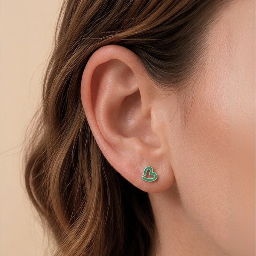Lime Heart Flat Back Earrings