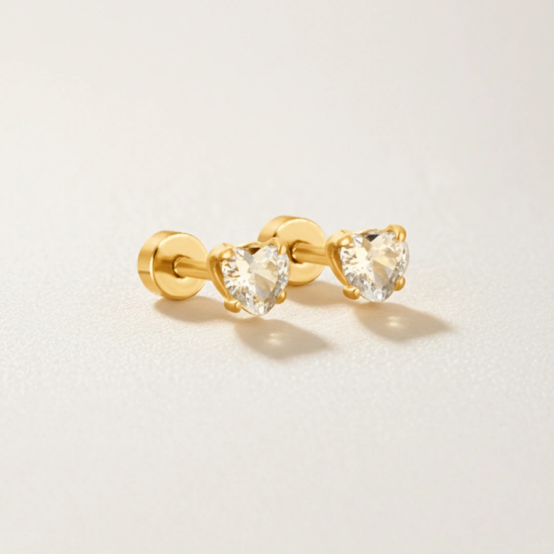 Love Heart Cubic Zirconia Flat Back Earrings