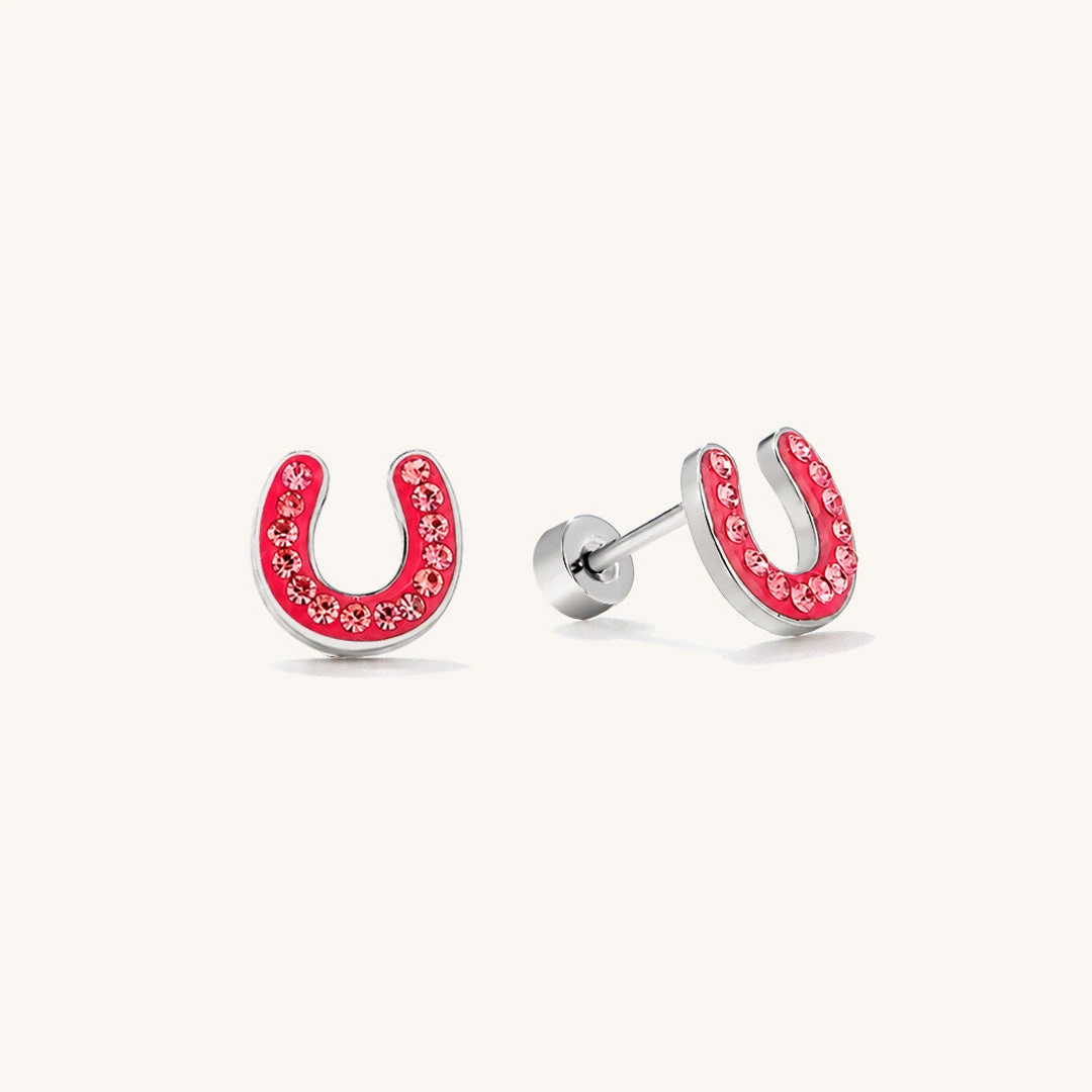 Lucky Horseshoe Flat Back Earrings