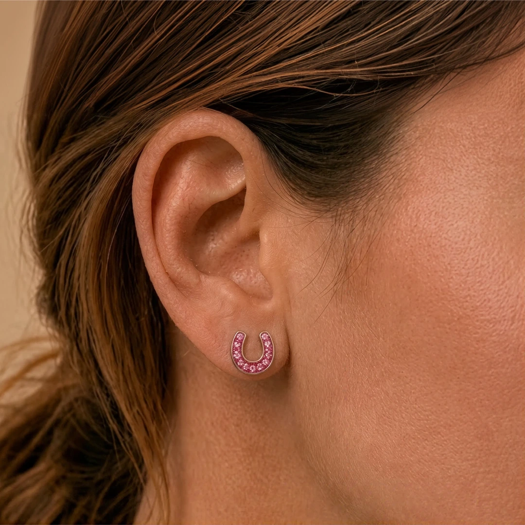 Lucky Horseshoe Flat Back Earrings