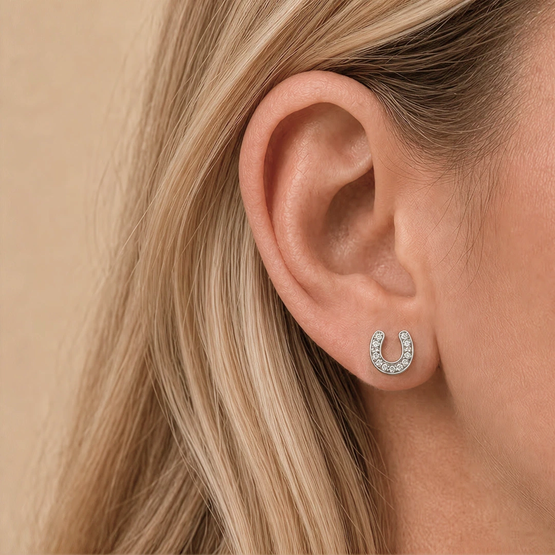 Lucky Horseshoe Flat Back Earrings