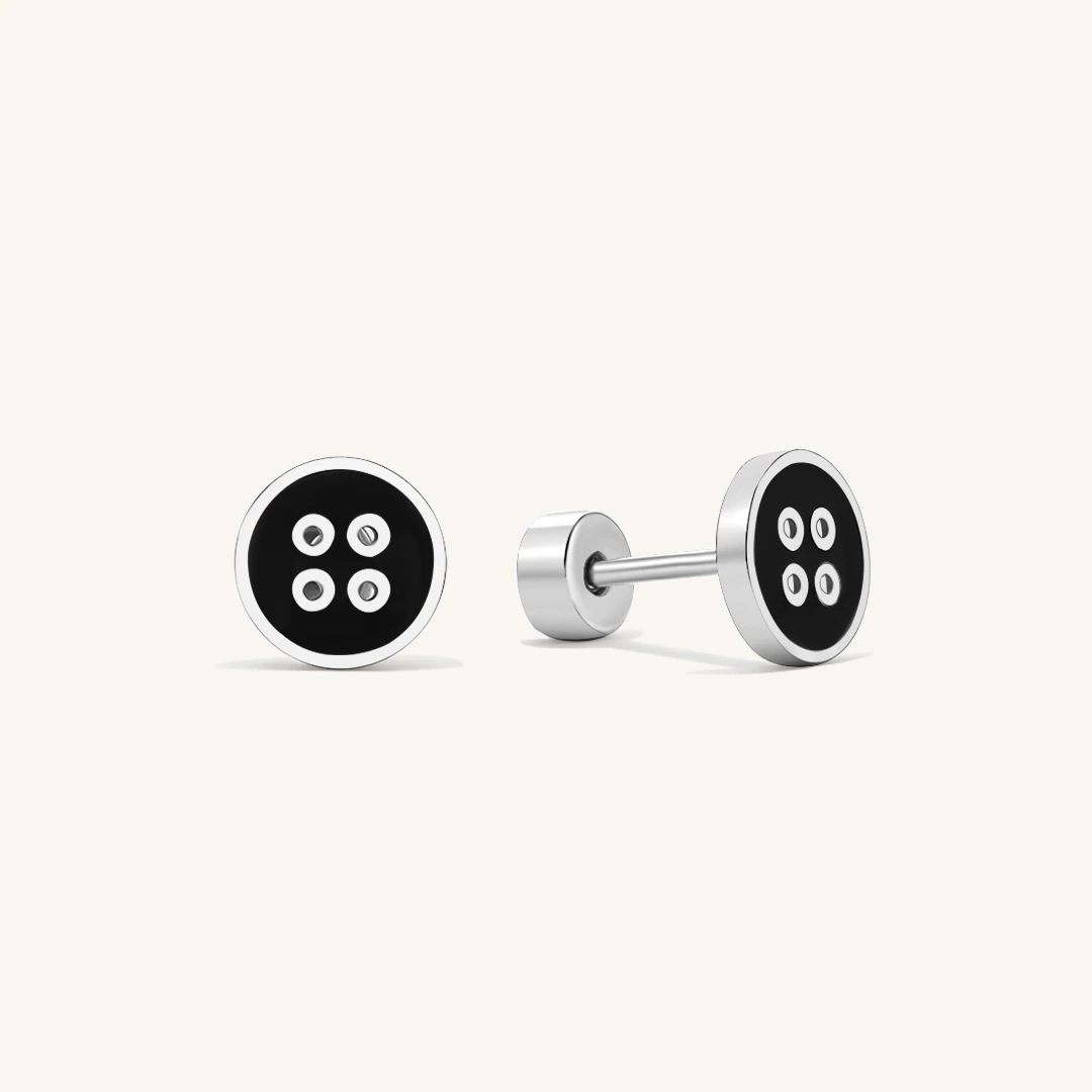 Midnight Button Flat Back Earrings