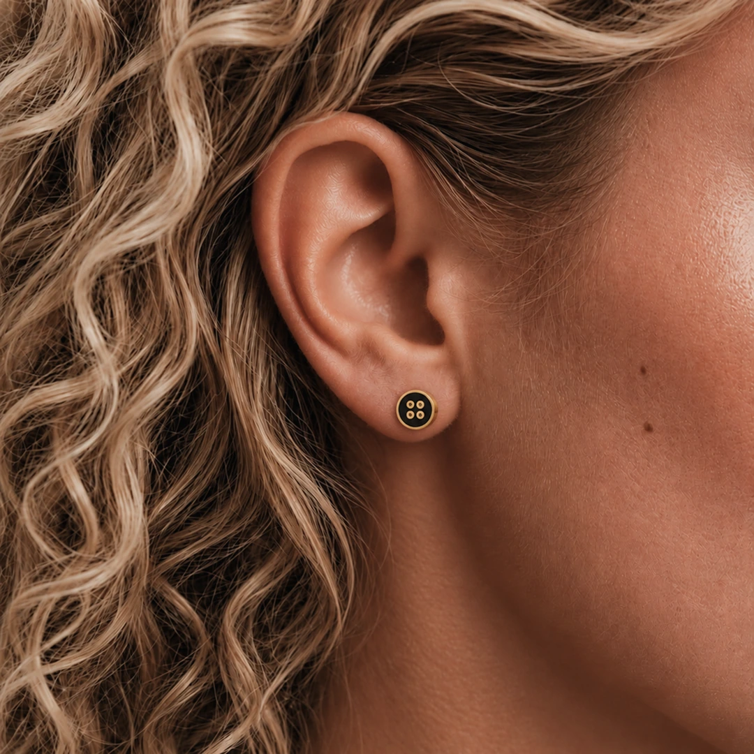 Midnight Button Flat Back Earrings