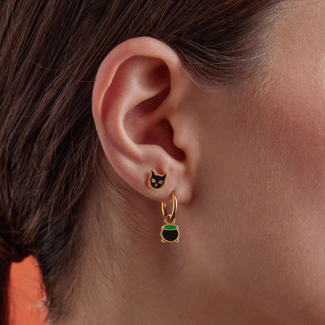 Midnight Cat Flat Back Earrings