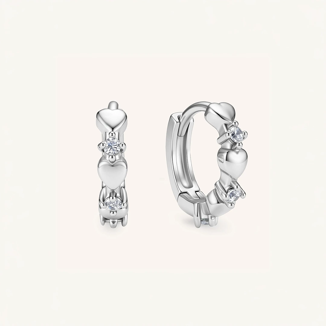 Mini Heart Cluster Huggie Earrings