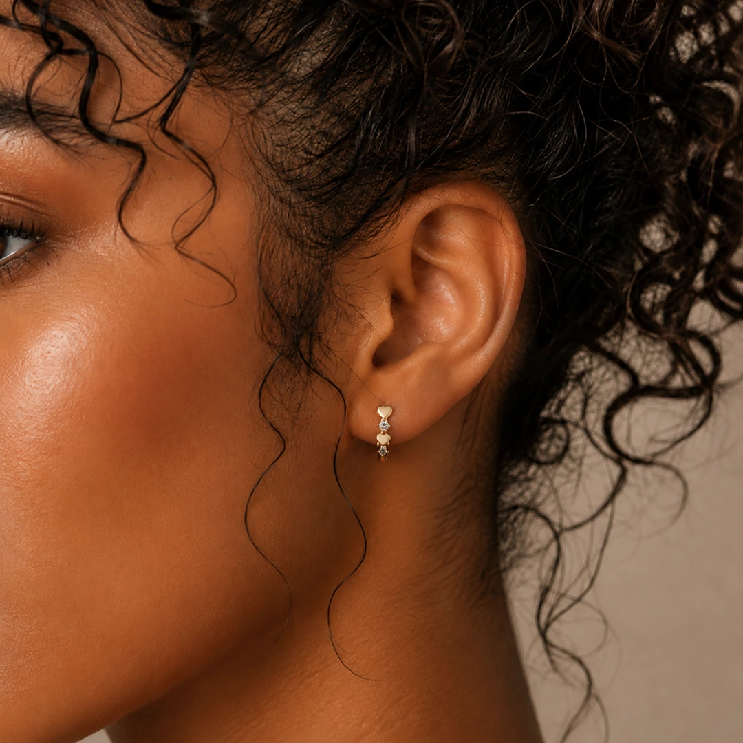Mini Heart Cluster Huggie Earrings
