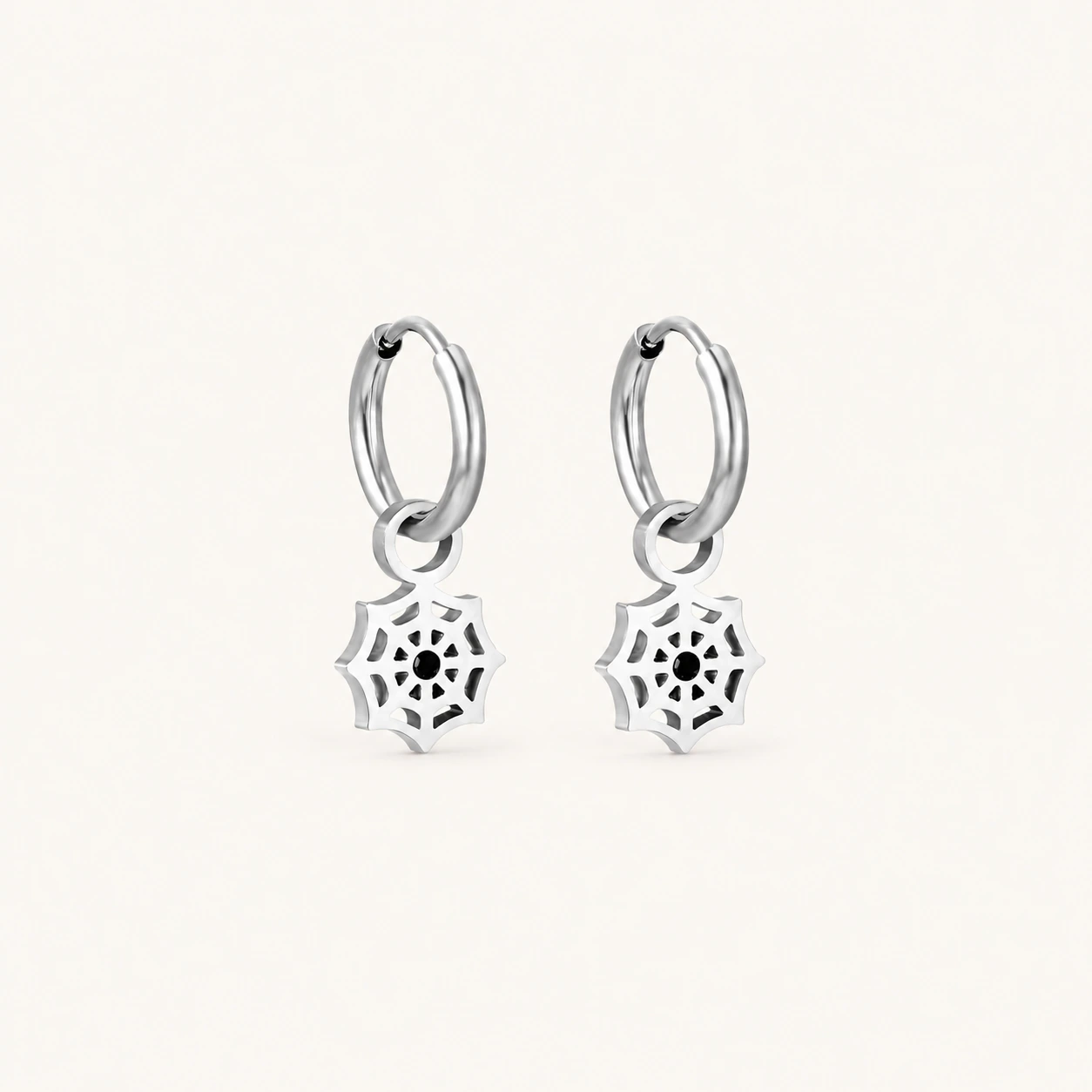 Mystic Web Charm Hoops CZ